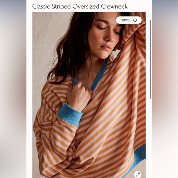 NWT Free People Classic Striped Oversized crewneck - Picture 1 of 4